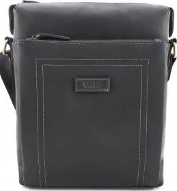 Вертикальна наплічна чоловіча сумка великого розміру чорна VATTO (12053)