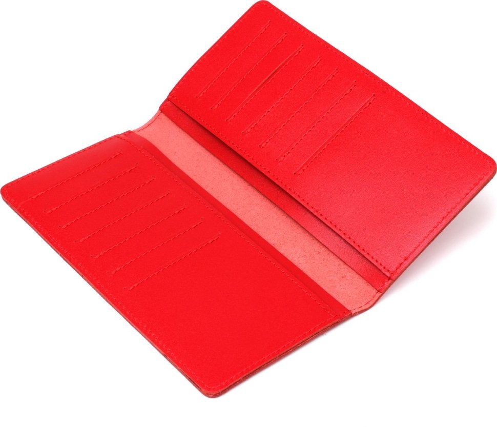 Женский купюрник красного цвета из натуральной кожи гладкого типа SHVIGEL (2413990)
