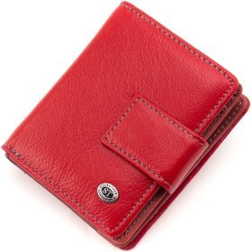 Женский кошелек из натуральной кожи красного цвета с удобствами под документы ST Leather 1767312
