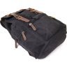 Чорний туристичний текстильний рюкзак з клапаном на кнопках Vintage (20608) - 4