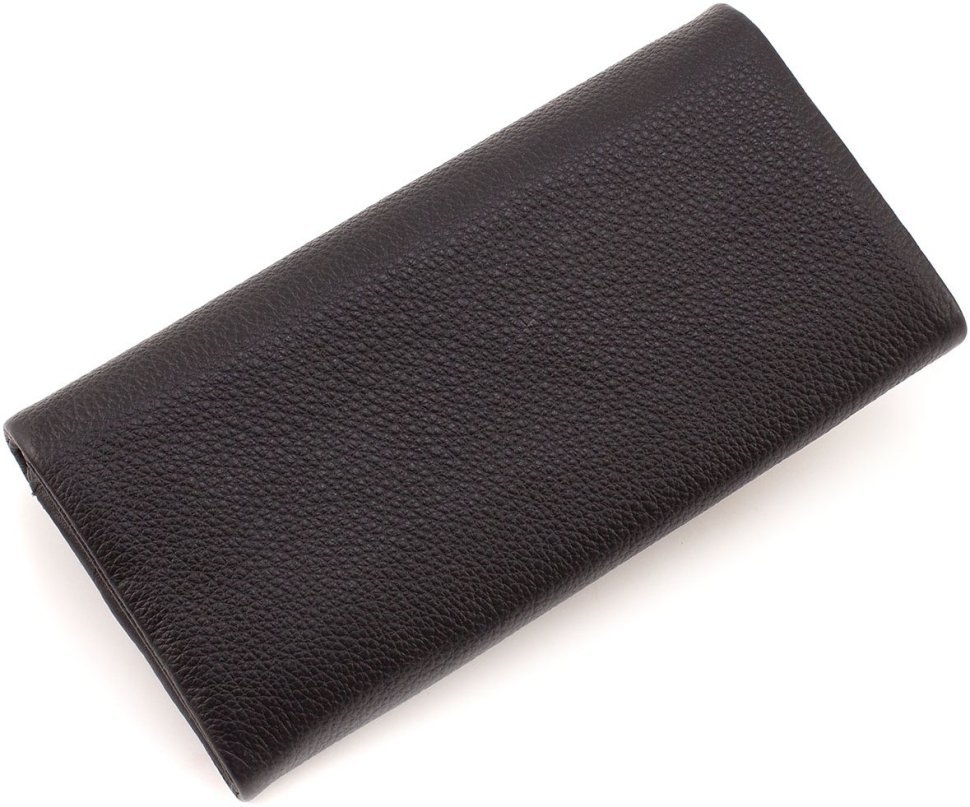Женский кошелек из фактурной кожи черного цвета на кнопке ST Leather 1767412