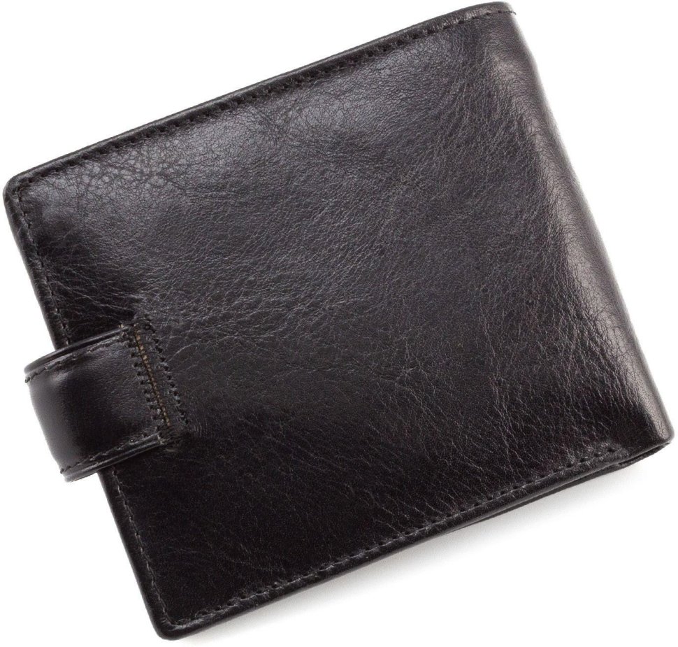 Чоловічий чорний гаманець з гладкої шкіри ST Leather (16557)