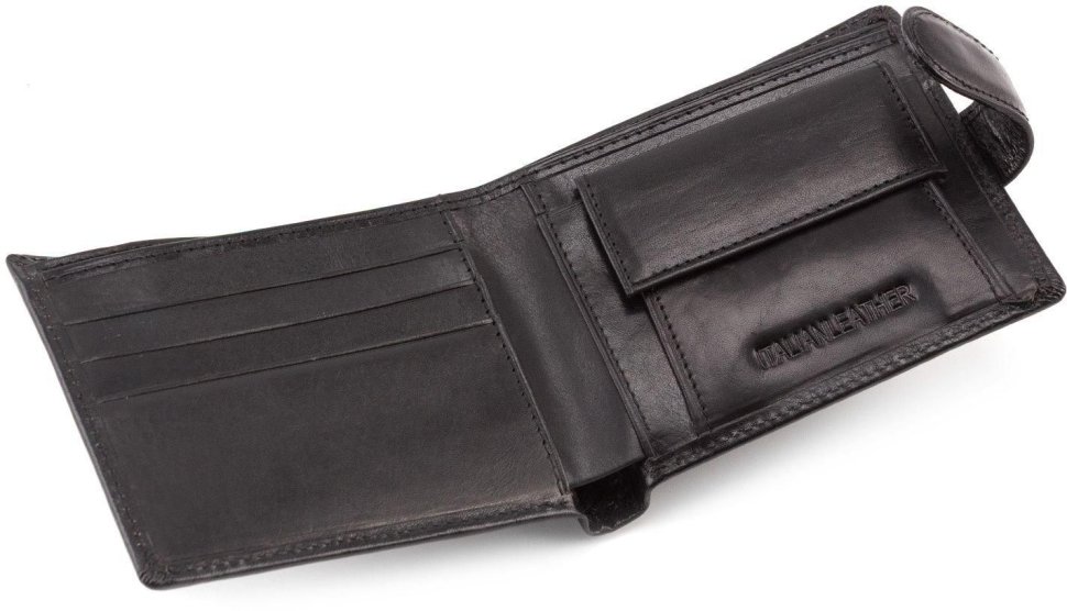 Чоловічий чорний гаманець з гладкої шкіри ST Leather (16557)