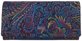 Великий жіночий гаманець з натуральної шкіри на магніті Desisan 107712 синього кольору з візерунками