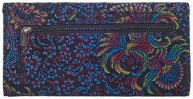 Великий жіночий гаманець з натуральної шкіри на магніті Desisan 107712 синього кольору з візерунками