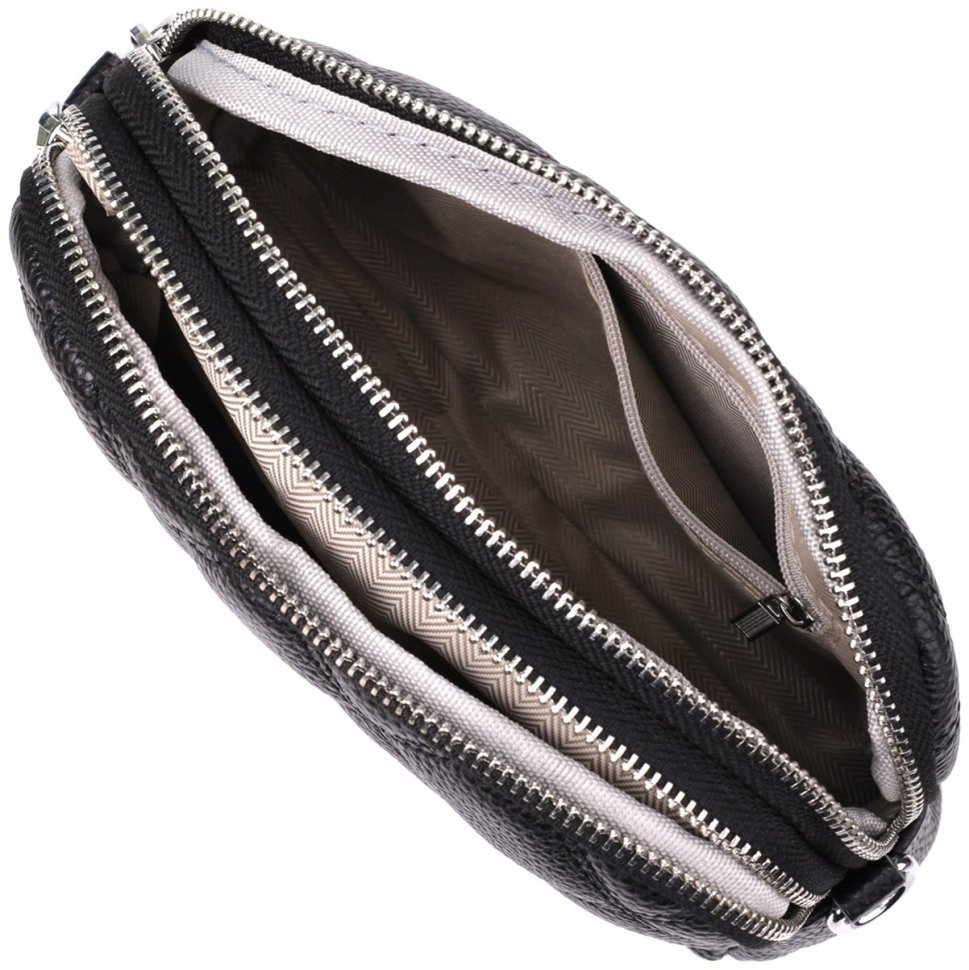 Міська жіноча сумка з фактурної шкіри на 2 відділення прошита ромбами Vintage 98212 чорного кольору modnotak фото №6