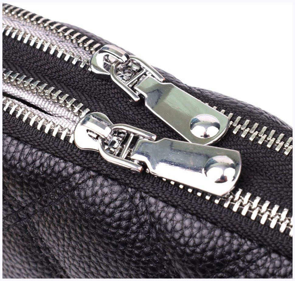 Міська жіноча сумка з фактурної шкіри на 2 відділення прошита ромбами Vintage 98212 чорного кольору modnotak фото №7