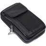 Черная мужская кожаная сумка маленького размера на пояс Vintage 2420484 - 3