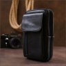 Черная мужская кожаная сумка маленького размера на пояс Vintage 2420484 - 7