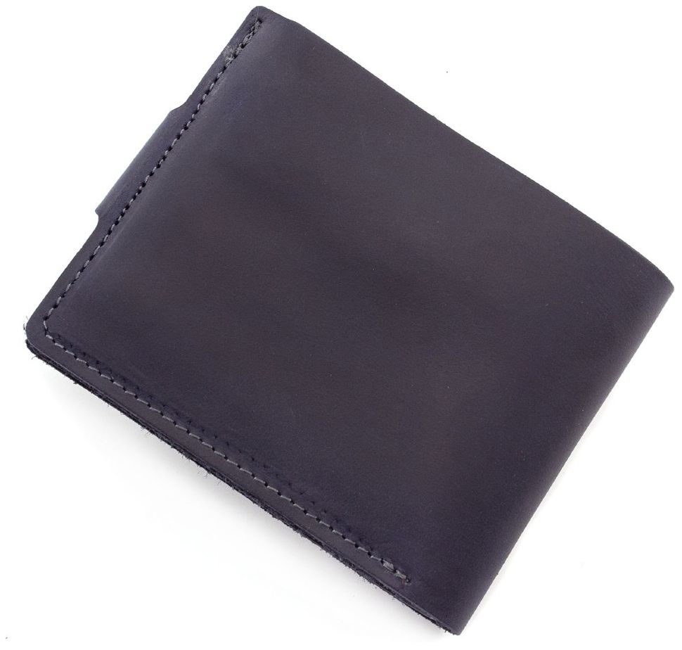 Стильний шкіряний синій гаманець ручної роботи Grande Pelle (13040)
