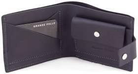 Стильний шкіряний синій гаманець ручної роботи Grande Pelle (13040)