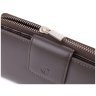 Вместительный женский кошелек из гладкой кожи с отделением на молнии для купюр и карт на кнопке Tony Perotti коричневого цвета 108512 modnotak фото - 5