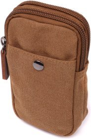 Маленька чоловіча сумка-чохол на пояс із коричневого текстилю Vintage 2422225