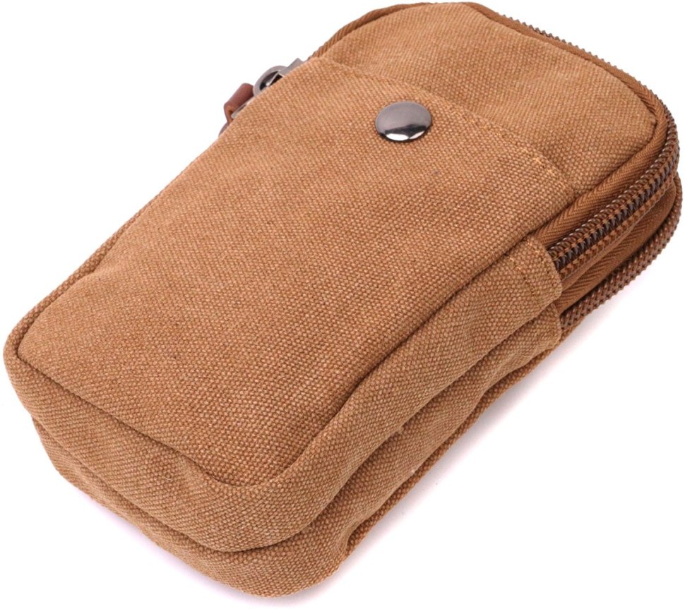 Маленькая мужская сумка-чехол на пояс из коричневого текстиля Vintage 2422225