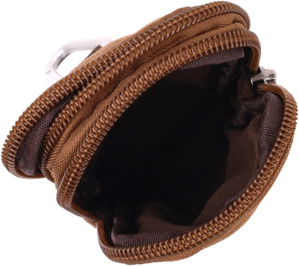 Маленькая мужская сумка-чехол на пояс из коричневого текстиля Vintage 2422225