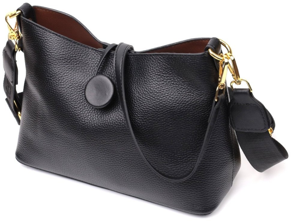 Кожаная женская сумка с декоративной застежкой Vintage 2422319 Черная modnotak фото №1