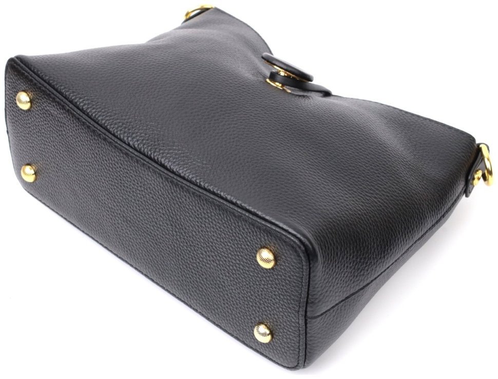 Кожаная женская сумка с декоративной застежкой Vintage 2422319 Черная modnotak фото №3