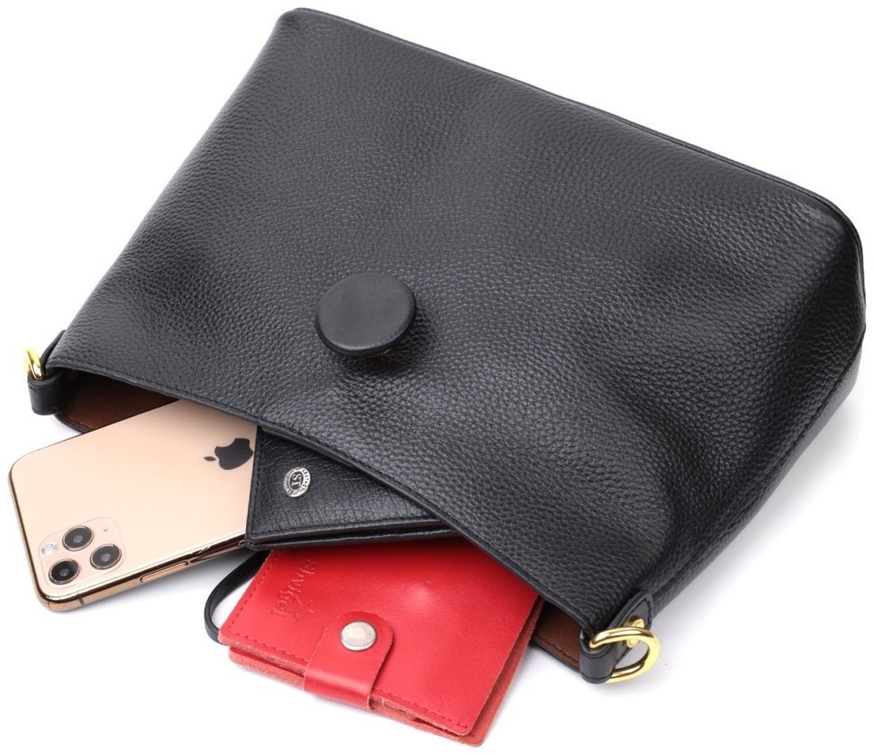 Кожаная женская сумка с декоративной застежкой Vintage 2422319 Черная modnotak фото №6