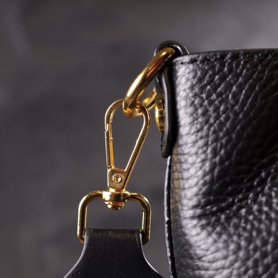 Кожаная женская сумка с декоративной застежкой Vintage 2422319 Черная modnotak фото №9