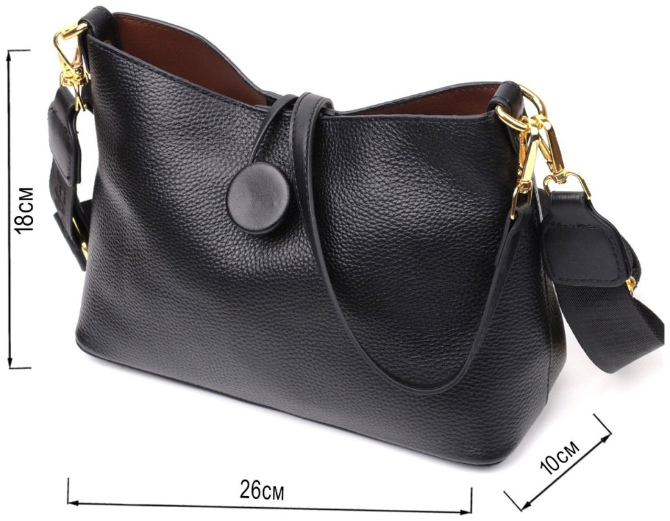 Кожаная женская сумка с декоративной застежкой Vintage 2422319 Черная modnotak фото №10