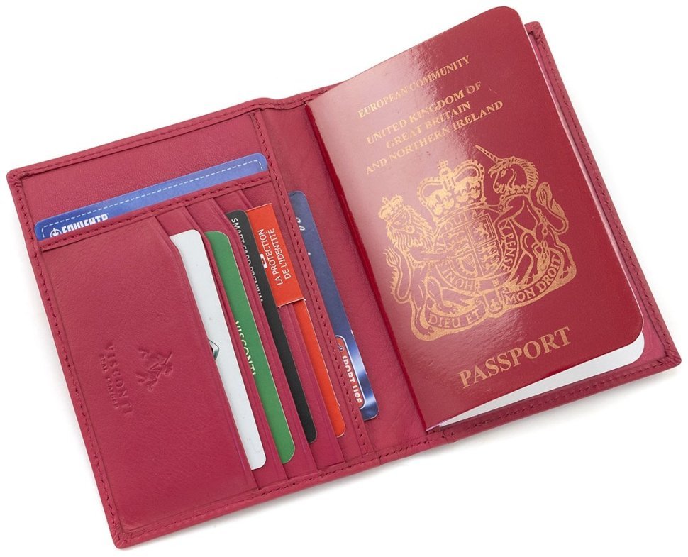 Кожаная обложка для паспорта в розовом цвете Visconti Polo 68812