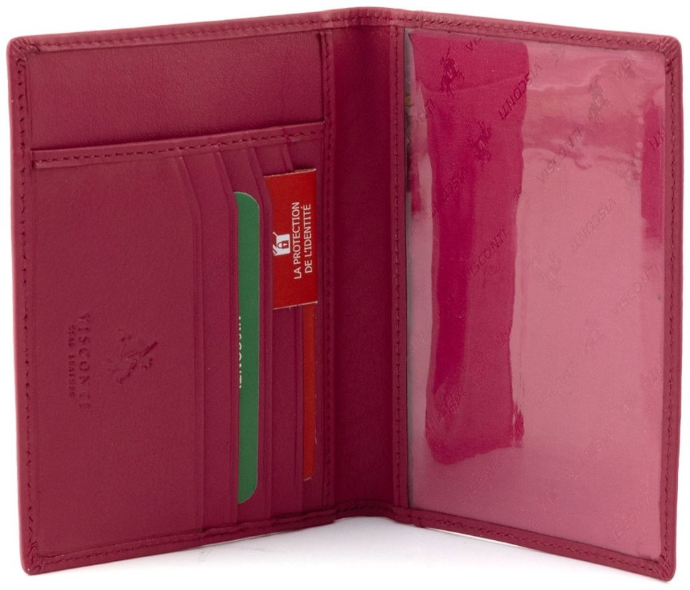 Кожаная обложка для паспорта в розовом цвете Visconti Polo 68812