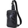 Мужской черный слинг-рюкзак через плечо из натуральной гладкой кожи TARWA (21651) - 1