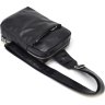 Мужской черный слинг-рюкзак через плечо из натуральной гладкой кожи TARWA (21651) - 2