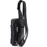 Мужской черный слинг-рюкзак через плечо из натуральной гладкой кожи TARWA (21651) - 4