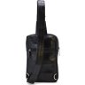 Мужской черный слинг-рюкзак через плечо из натуральной гладкой кожи TARWA (21651) - 5