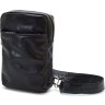 Мужской черный слинг-рюкзак через плечо из натуральной гладкой кожи TARWA (21651) - 6