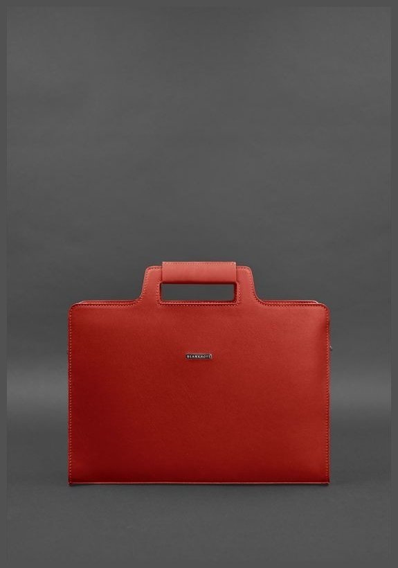 Жіноча шкіряна сумка червоного кольору для ноутбука та документів BlankNote 78912