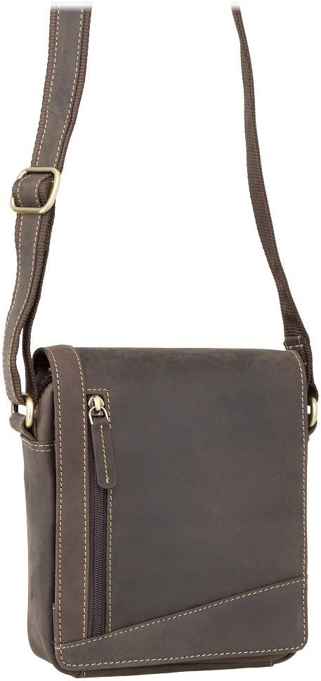Компактна чоловіча сумка на плече зі шкіри крейзі хорс коричневого кольору Visconti Messenger Bag 69112