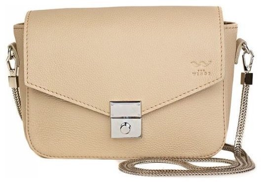 Жіноча шкіряна сумочка бежевого кольору на ланцюжку BlankNote Yoko 79112