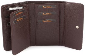 Шкіряний жіночий гаманець потрійного складання в коричневому кольорі Tony Bellucci (10846)
