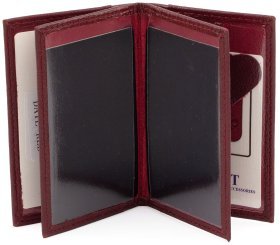 Кожаная женская обложка для документов маленького размера в бордовом цвете ST Leather (14007)