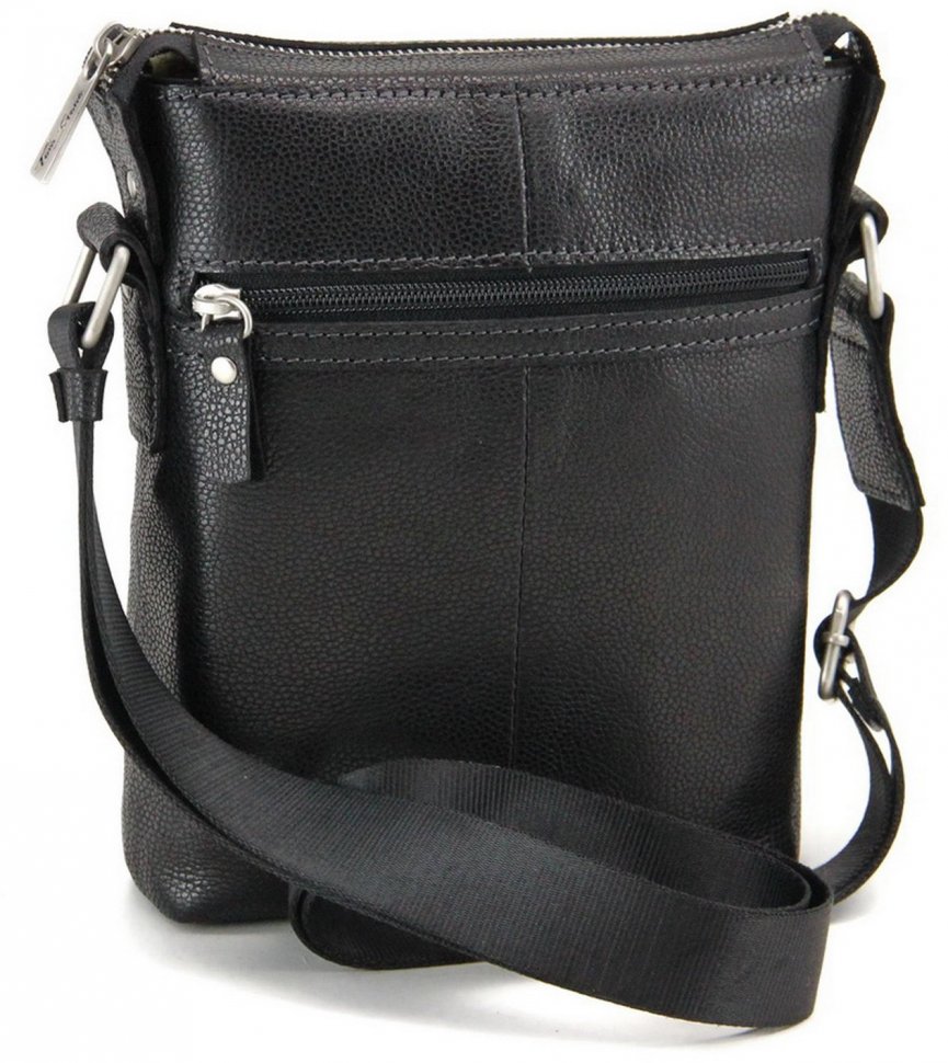 Солідна чоловіча сумка-планшет з натуральної шкіри чорного кольору Tom Stone (10993)