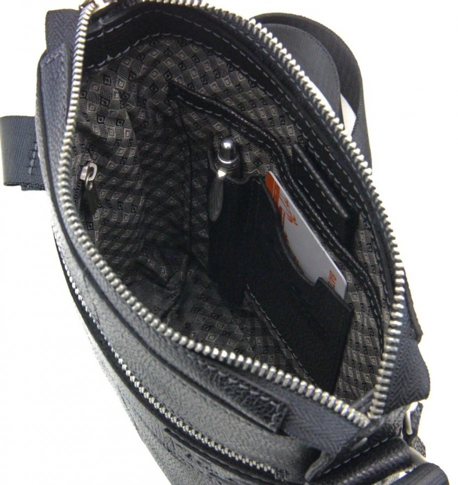 Солідна чоловіча сумка-планшет з натуральної шкіри чорного кольору Tom Stone (10993)