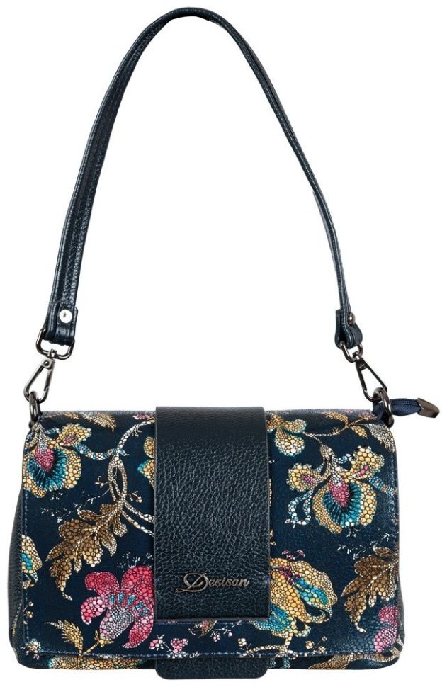 Синяя женская сумка-кроссбоди с принтом в виде цветов Desisan 80113 modnotak фото №1