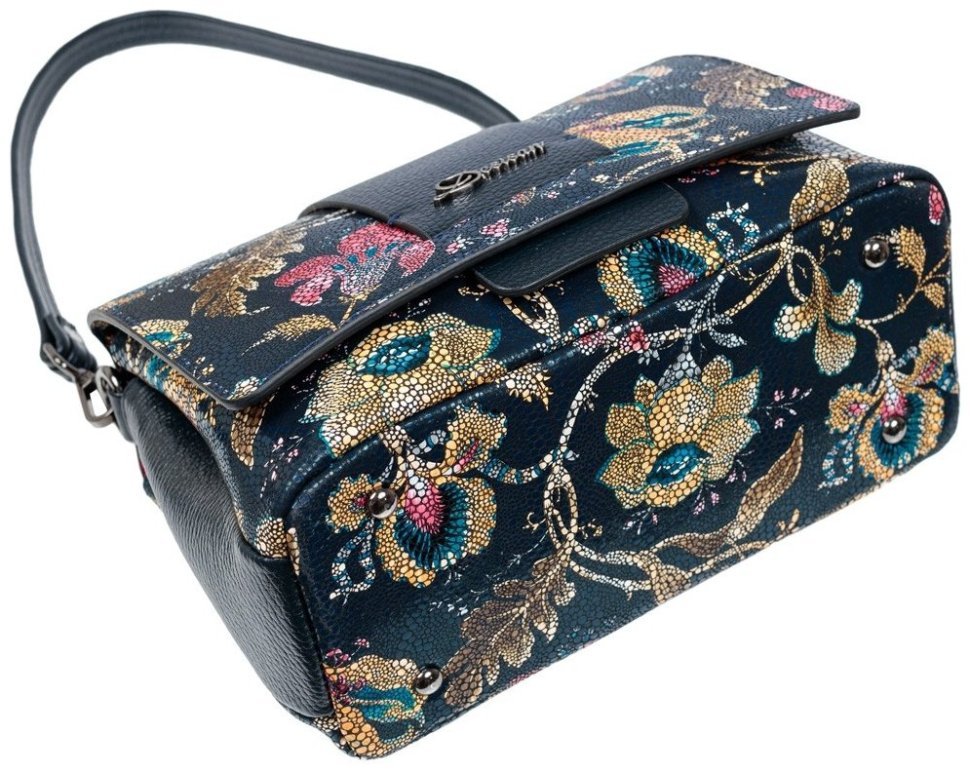 Синяя женская сумка-кроссбоди с принтом в виде цветов Desisan 80113 modnotak фото №5
