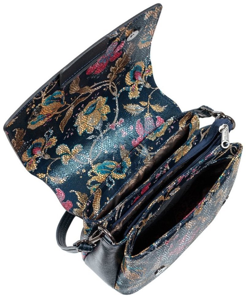 Синяя женская сумка-кроссбоди с принтом в виде цветов Desisan 80113 modnotak фото №6
