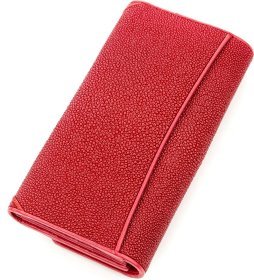 Кошелек-клатч красного цвета из натуральной кожи морского ската STINGRAY LEATHER (024-18519)
