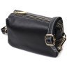 Чорна жіноча сумка з натуральної шкіри флотар із золотистою фурнітурою Vintage 2422276 - 1