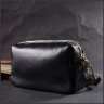 Чорна жіноча сумка з натуральної шкіри флотар із золотистою фурнітурою Vintage 2422276 - 7