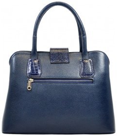 Синяя женская сумка из натуральной кожи флотар с двумя ручками Desisan 80613
