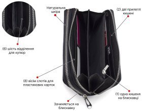 Черный женский кошелек  из лакированной кожи под много купюр ST Leather 70813