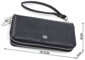 Черный женский кошелек  из лакированной кожи под много купюр ST Leather 70813