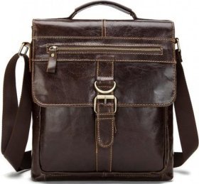Коричневая мужская сумка планшет с клапаном формата А4 VINTAGE STYLE (14629)