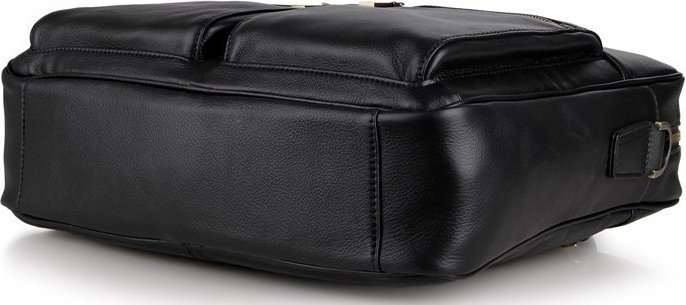 Чорна сумка для ноутбука з фактурної шкіри VINTAGE STYLE (14241)