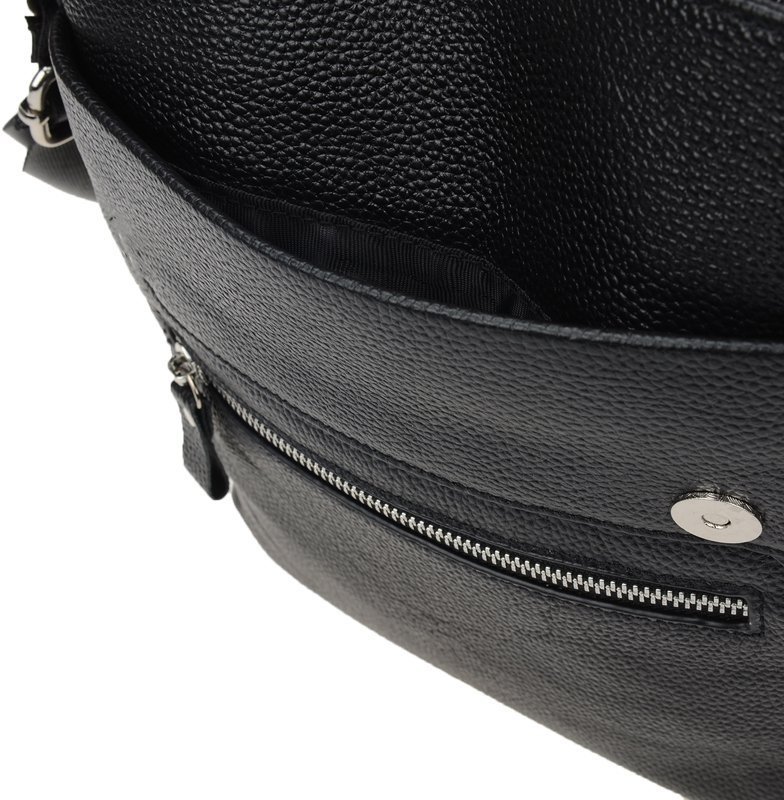 Стильная мужская кожаная сумка через плечо черного цвета Borsa Leather (15671)